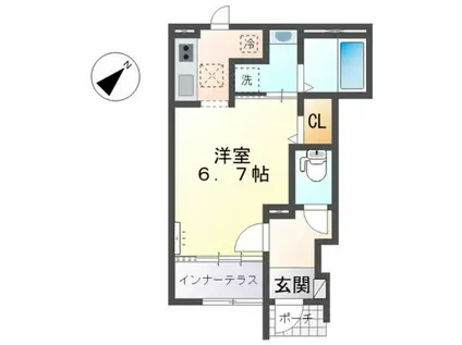 アリウム山嘉II(1K/1階)の間取り写真