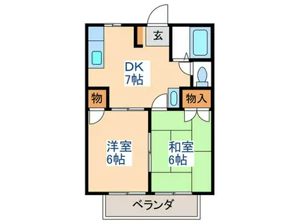 ビュープレイスT(2DK/1階)の間取り写真