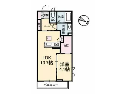 GRANTAGE下関III(1LDK/1階)の間取り写真