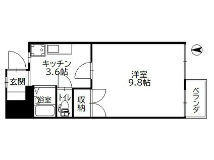 グリーンハイツII(1K/3階)の間取り写真
