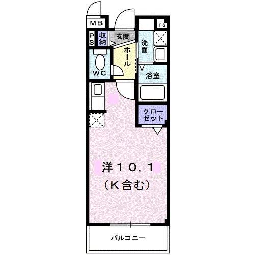 トラッド美里A(ワンルーム/3階)の間取り写真