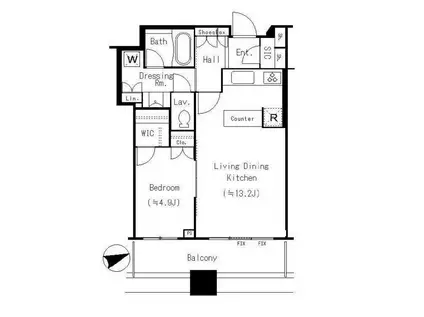 芝浦アイランド グローヴタワー(1LDK/9階)の間取り写真