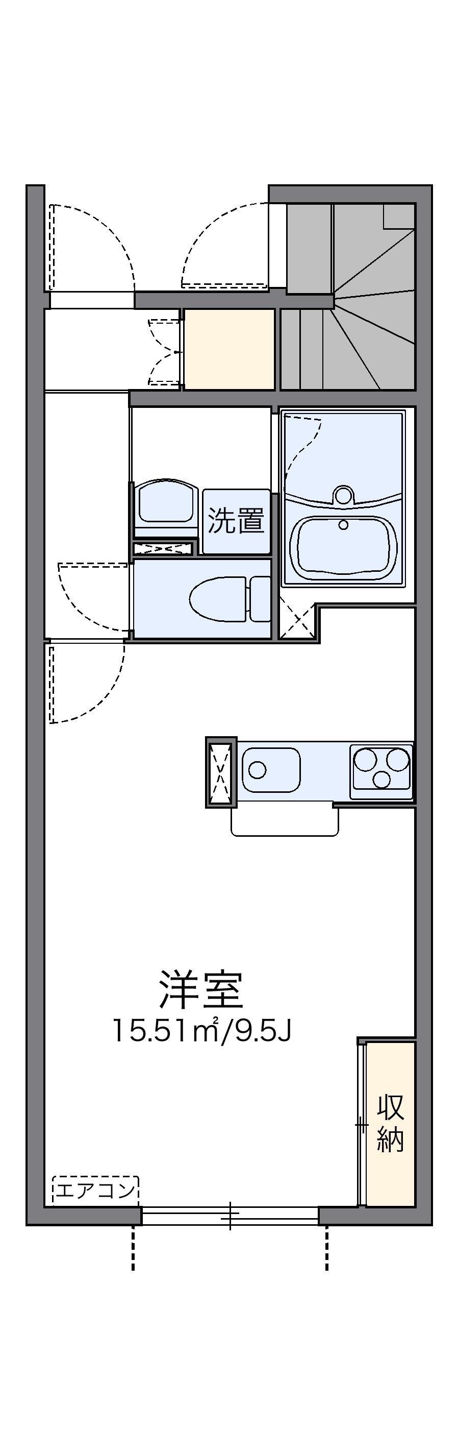 レオネクスト蒼空(1K/1階)の間取り写真