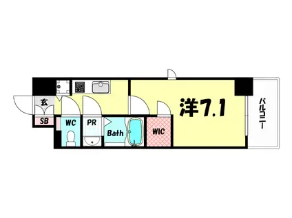 エスリード神戸三宮ラグジェ(1K/14階)の間取り写真