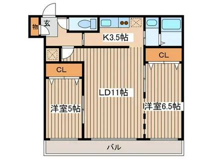 PINO GROVE FUSHIMI(2LDK/4階)の間取り写真