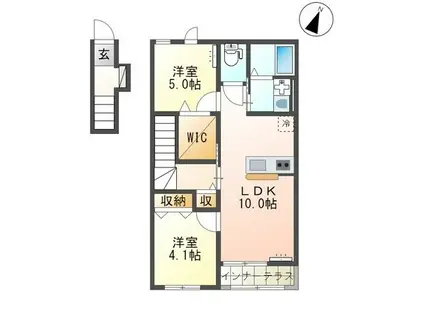 ヴォーグ(2LDK/2階)の間取り写真