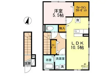 グランドスイート匠(1LDK/2階)の間取り写真