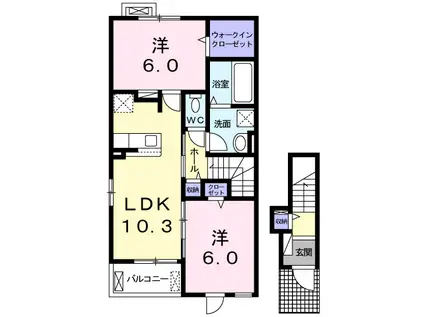 ソル パティオ(2LDK/2階)の間取り写真