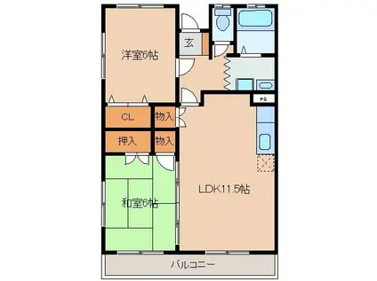 エビヤマンション(2LDK/3階)の間取り写真