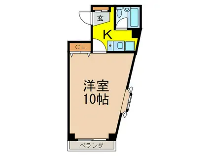 ハレアラニ(1K/2階)の間取り写真