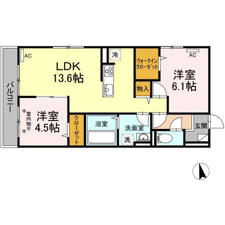 ソレイユ(2LDK/2階)の間取り写真