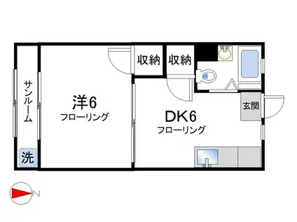 コーポよしむら(1SDK/1階)の間取り写真