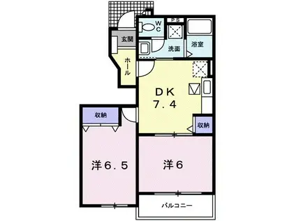 クロスロードスクエア(2DK/1階)の間取り写真