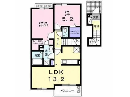 シエラメール(2LDK/2階)の間取り写真