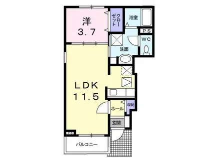 ヴィオラ カーサ A(1LDK/1階)の間取り写真