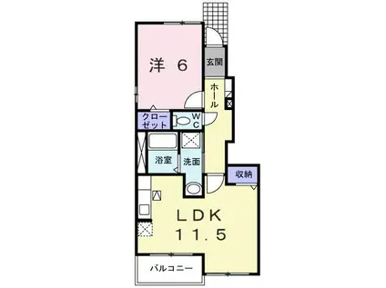 プリム・ローズ(1LDK/1階)の間取り写真