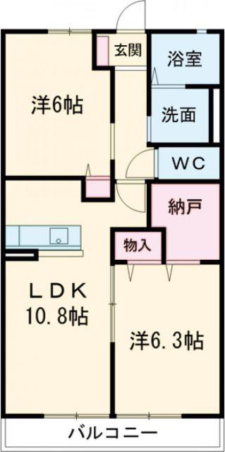 アトリウムテラス(2LDK/2階)の間取り写真