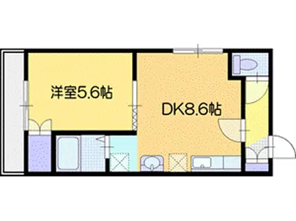 クィーンローズ(1DK/2階)の間取り写真