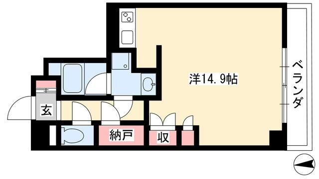 アーデン春岡(ワンルーム/3階)の間取り写真