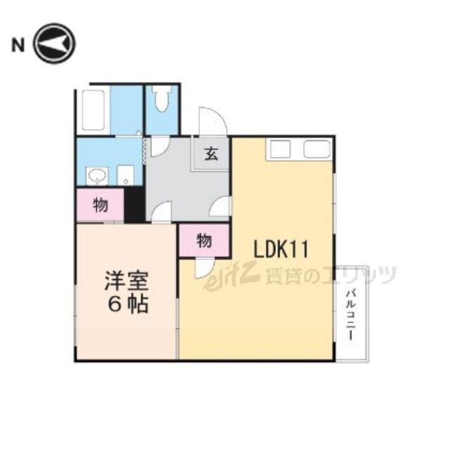 ドミールコウA(1LDK/2階)の間取り写真