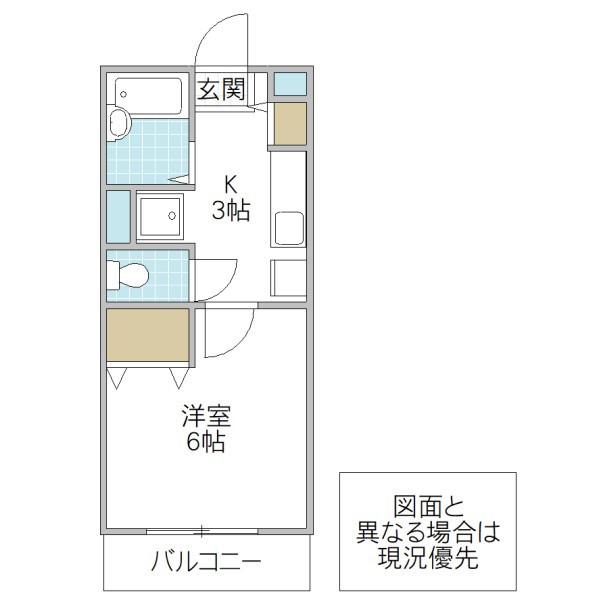 ビバリーヒルズ並木(1K/3階)の間取り写真