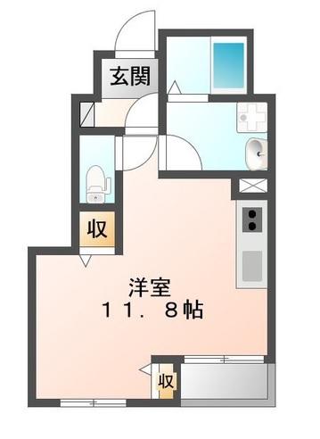 フロントフィールド東二見(1K/1階)の間取り写真