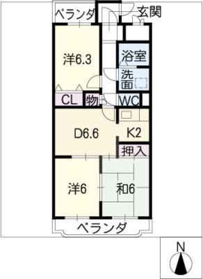 MAJESTATE(3DK/2階)の間取り写真