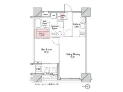 パークキューブ八丁堀(1LDK/10階)の間取り写真