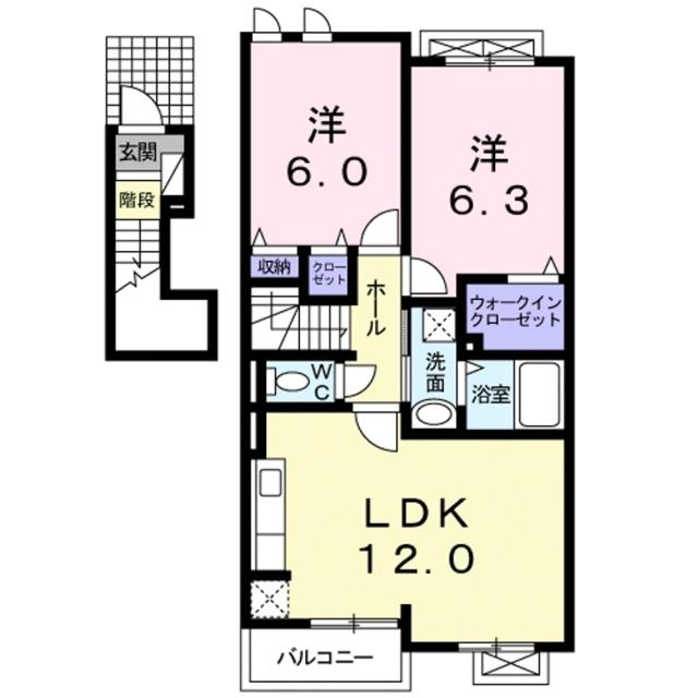 ウィン・プランタン II(2LDK/2階)の間取り写真