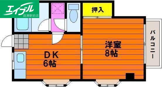 グリンベルI(1DK/3階)の間取り写真