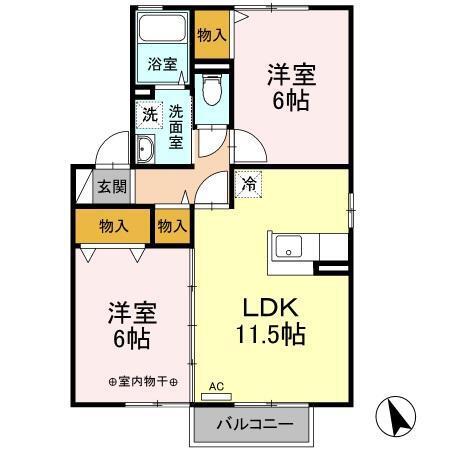ロイヤルガーデン沢村DEF(2LDK/2階)の間取り写真
