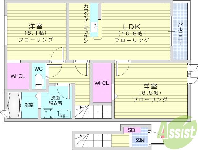 リバーサイド無限∞3(2LDK/2階)の間取り写真