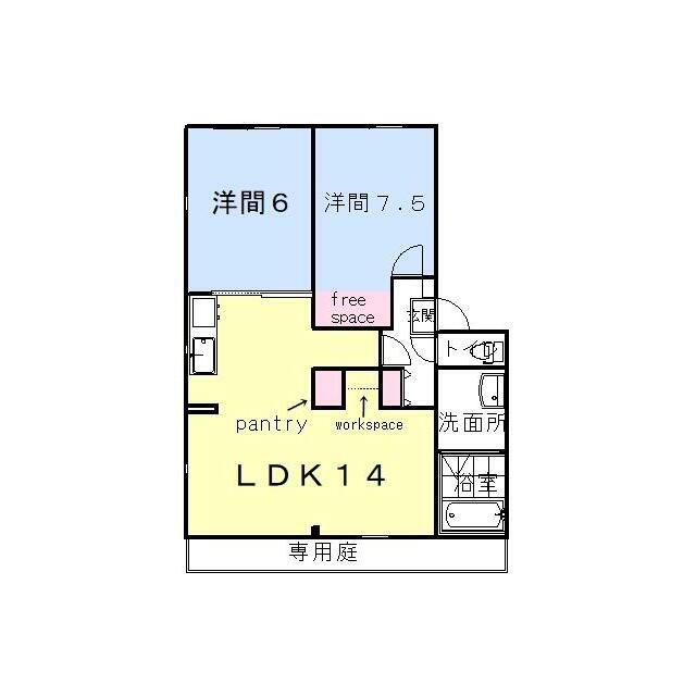 コーポ大屋敷D(2LDK/1階)の間取り写真