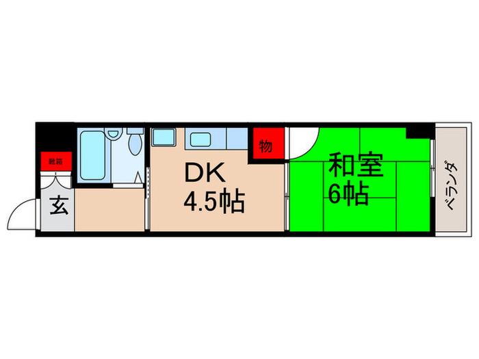 平和ハイツ(1DK/2階)の間取り写真