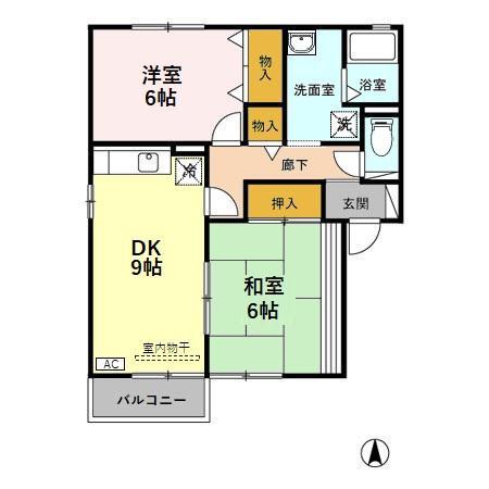 ブライダルハイツ戸出A(2DK/2階)の間取り写真