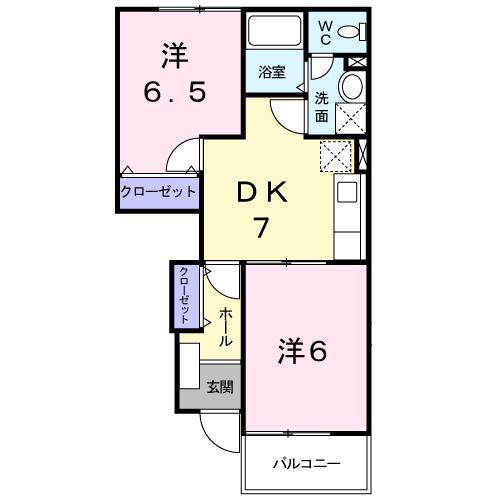 ピュアランドIII(2DK/1階)の間取り写真