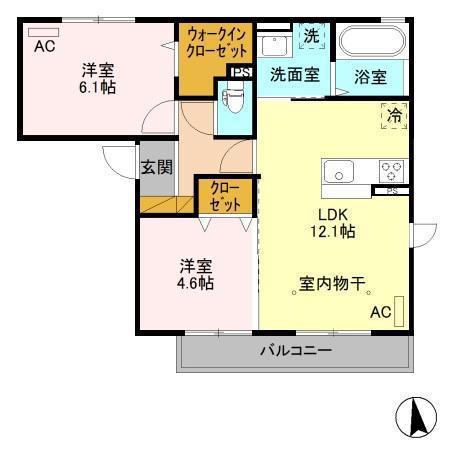 リオ グラシア B(2LDK/2階)の間取り写真