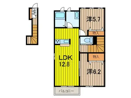 エスペランサI番館(2LDK/2階)の間取り写真