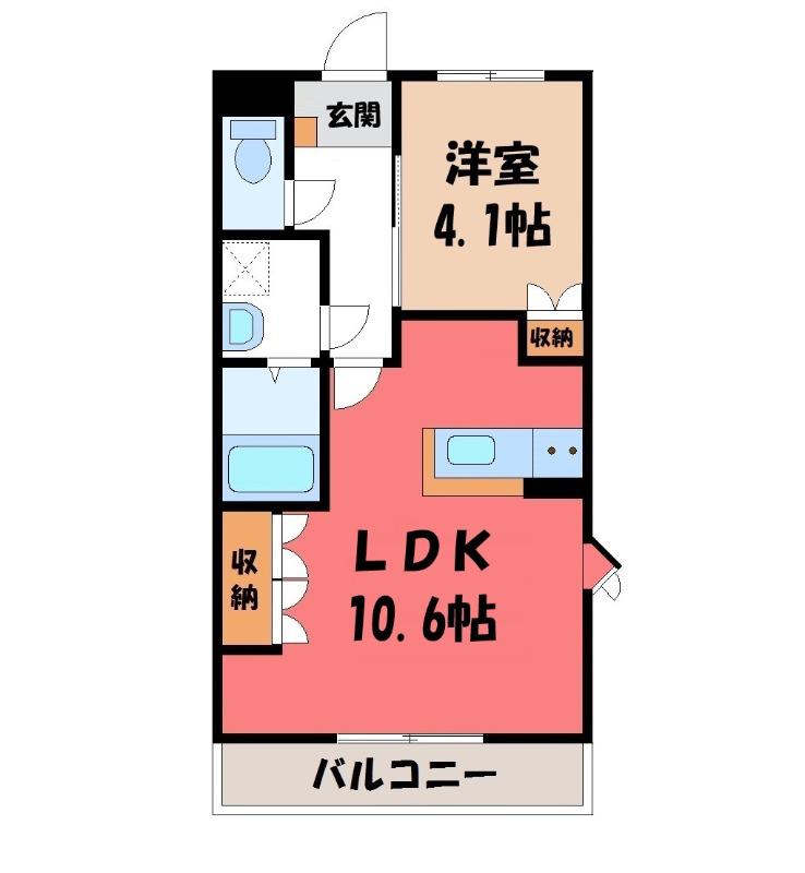 プランドール(1LDK/1階)の間取り写真