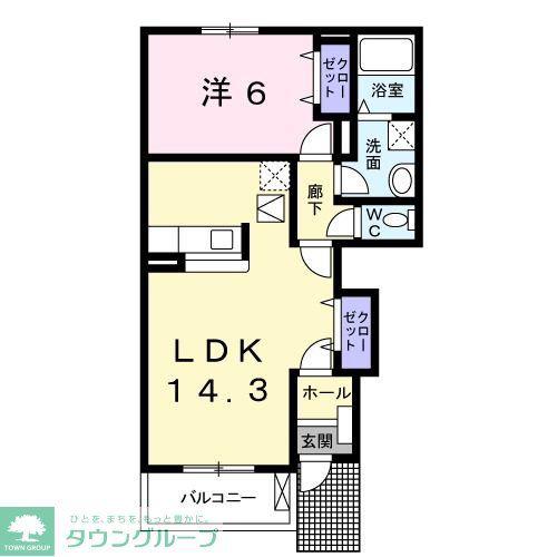 TAKASAKI TOTTOSII(1LDK/1階)の間取り写真