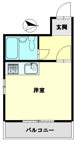 パークイースト(ワンルーム/2階)の間取り写真