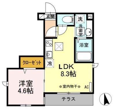 スミレハイツ(1LDK/1階)の間取り写真