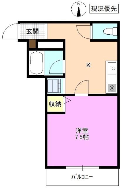 ダリヤビル(1K/2階)の間取り写真
