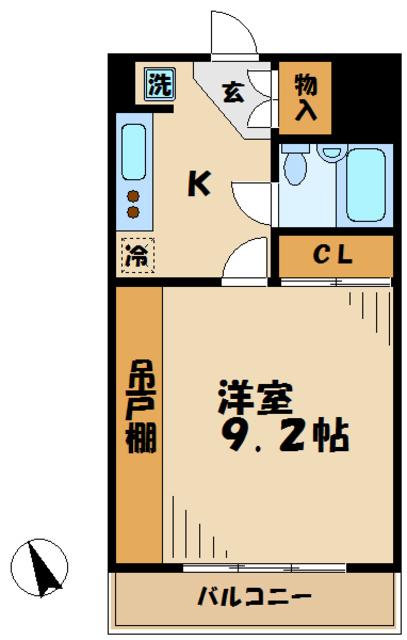 TS GARDEN稲城(1K/5階)の間取り写真