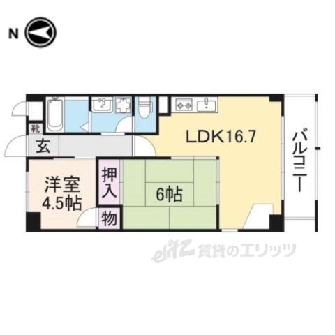 コーポ睦(2LDK/3階)の間取り写真
