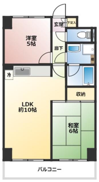パストラル長田(2LDK/5階)の間取り写真