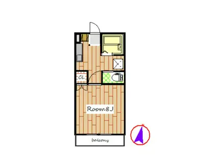 エレガンスライフ・花みずきII(1K/1階)の間取り写真