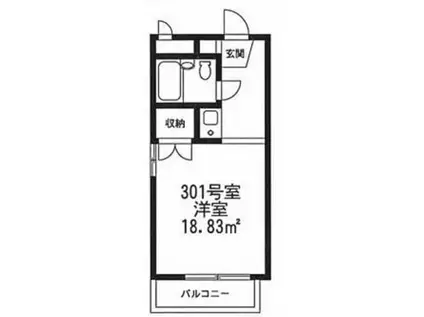サンパレス矢部(ワンルーム/1階)の間取り写真