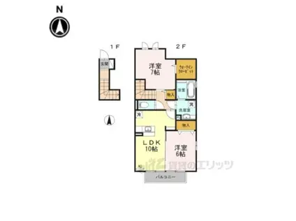 プラムガーデンA(2LDK/2階)の間取り写真