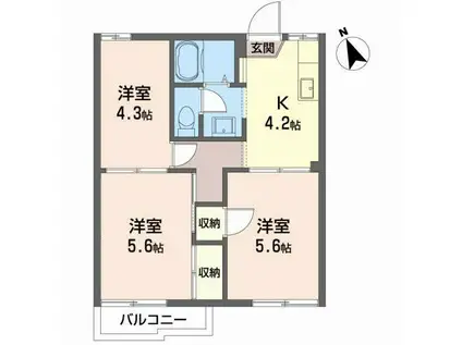シュガーグランデュールA(3K/1階)の間取り写真